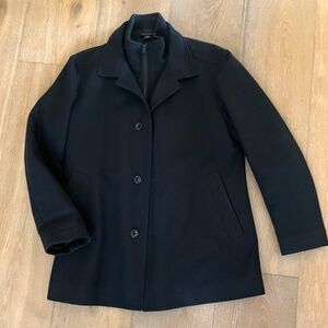 HUGO BOSS Mens Wool Blend Zipped Dark Navy Car Coat 42R